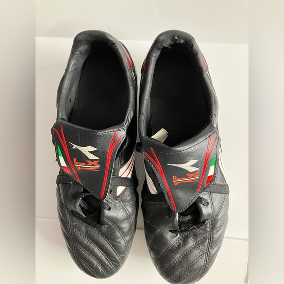 Diadora LX K Women’s Cleats, Size 8.5, Lace Ups, Black/White/Red - Picture 6 of 8